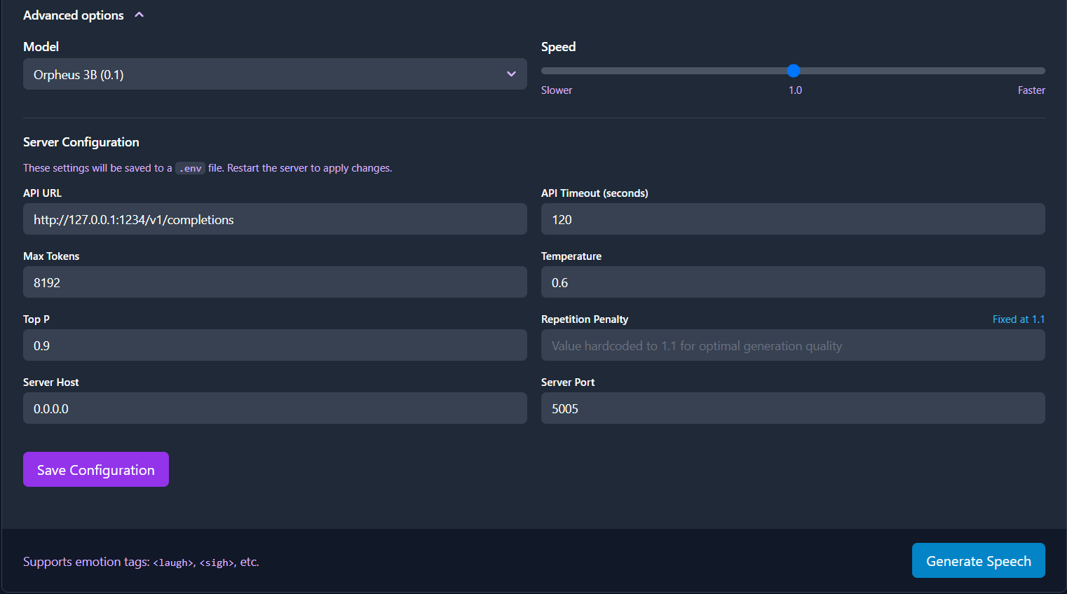 Github lex au orpheus fastapi high performance text to speech server